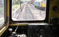 In the cab of a class 20 loco at Toddington, on the Gloucestershire and Warwickshire Railway - click to enlarge In the cab of a class 20 loco at Toddington, on the Gloucestershire and Warwickshire Railway - click to enlarge