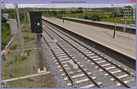 TPWS induction loop beacons, on the Watford Junction to Rugby route (openBVE Routeviewer Tool)